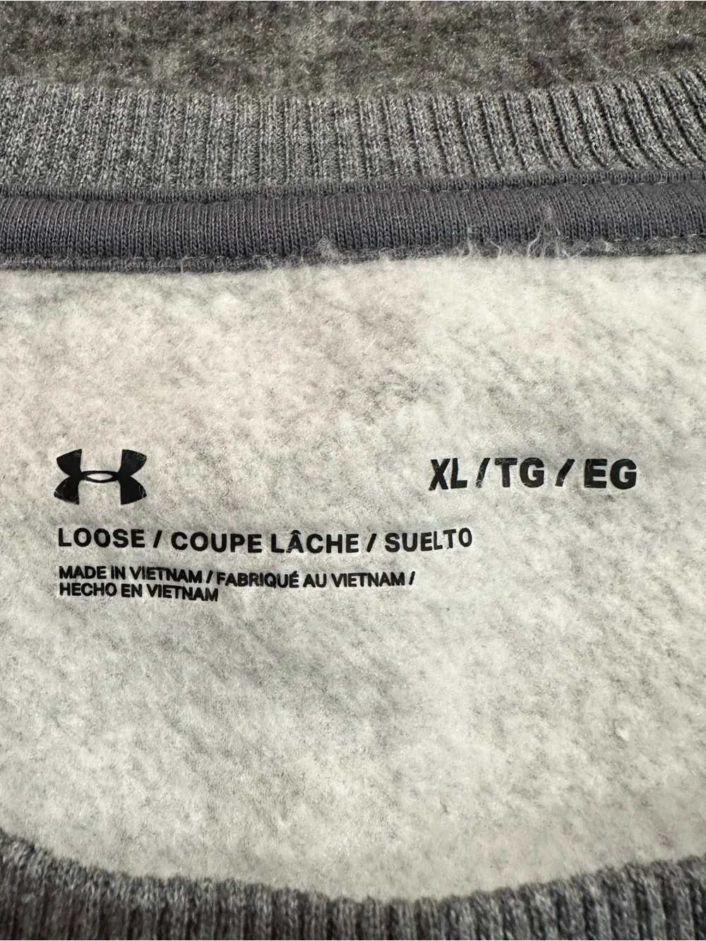 Under Armour Fleece Crewneck Sweatshirt Gray Logo XL Loose Fit Pullover
